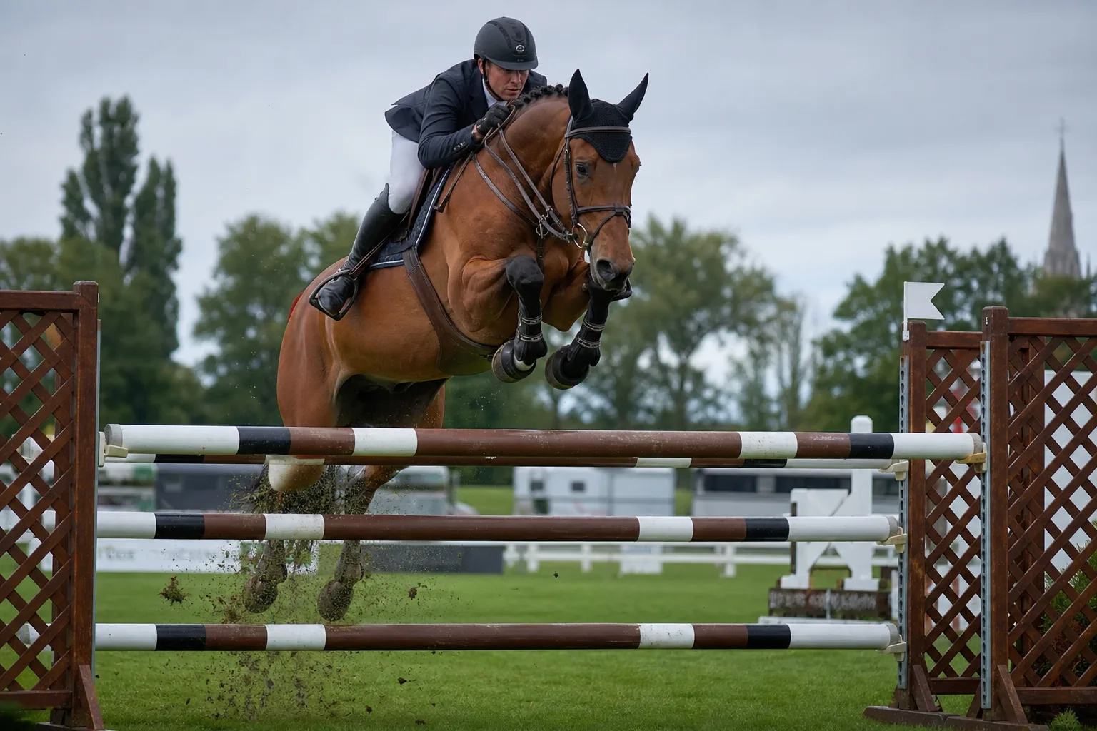 Saut d'obstacles lors d'un concours en Normandie